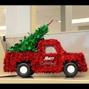 Holiday Red Truck w/ Tree & Penguin Tin Container